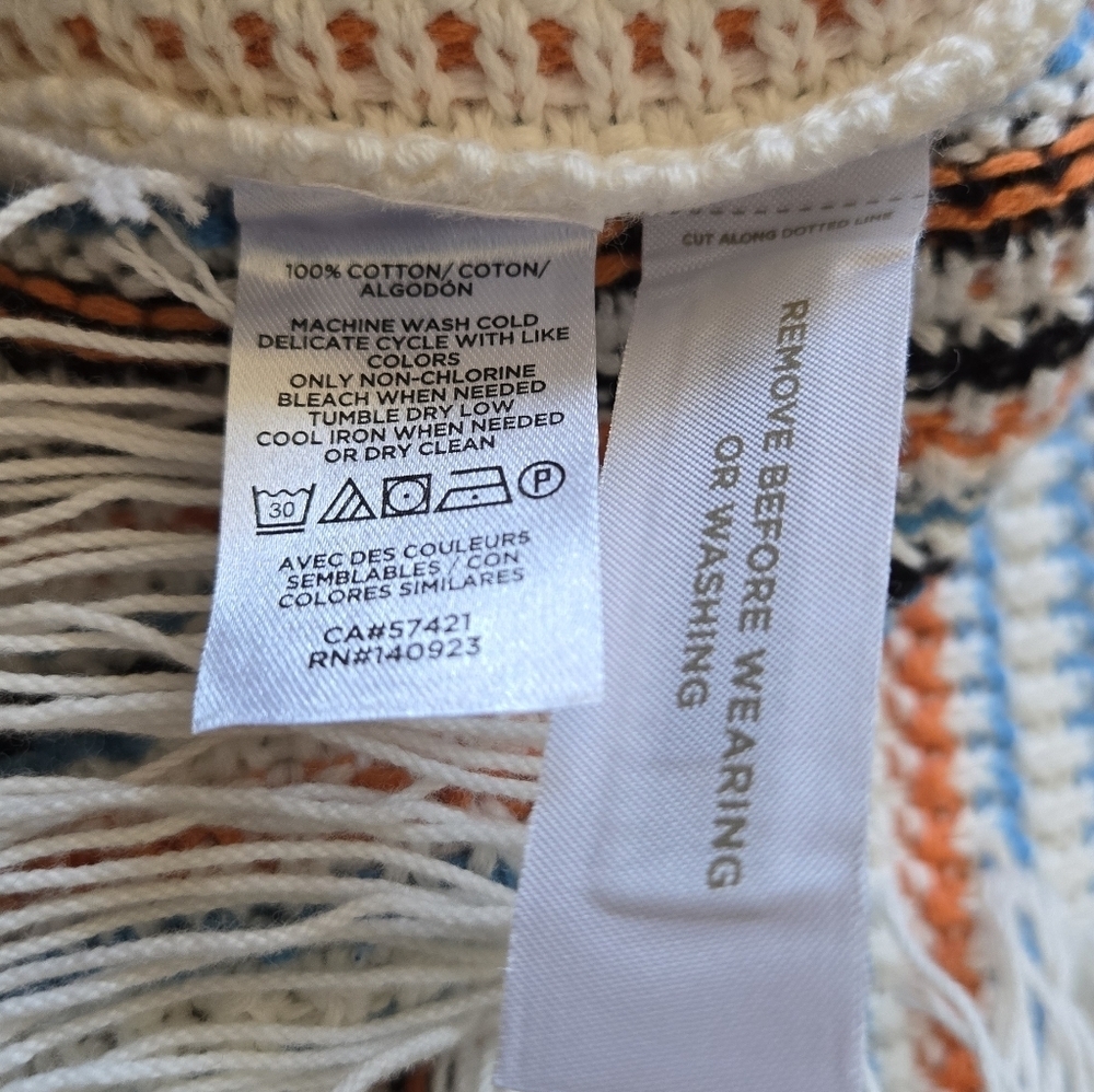 Lou & Grey For Loft Fringe Striped Multicolor Boho Style Tank Size Small - Picture 7 of 12